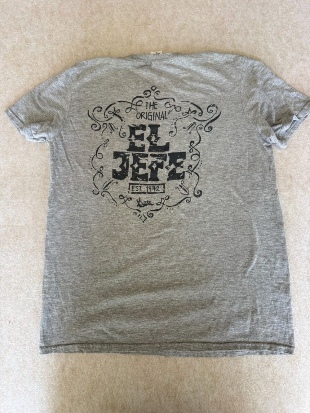 El Jefe Graphic T-Shirt Mens Medium Gray Vintage Style Cotton 1045